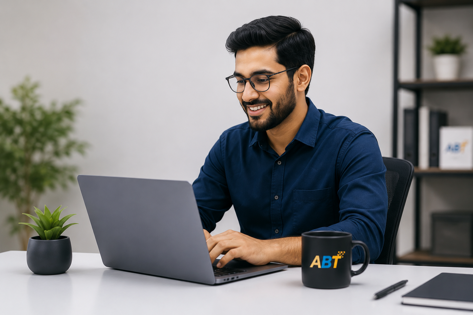 A man working on laptop